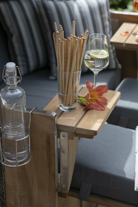 Strandkorb Nordstrand Teak PE grey Dessin 551 Grau